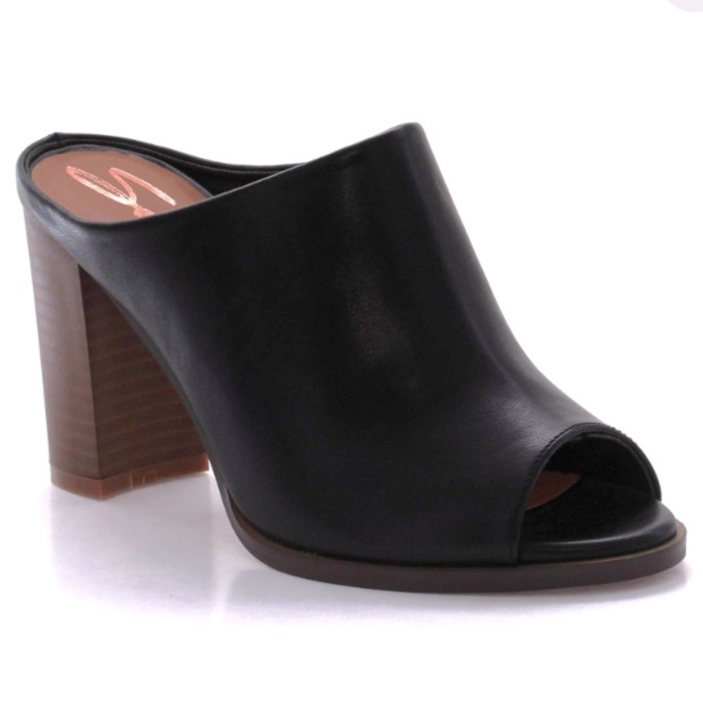Seven 7 Mexx mule block heel Black Leather sandals size 9